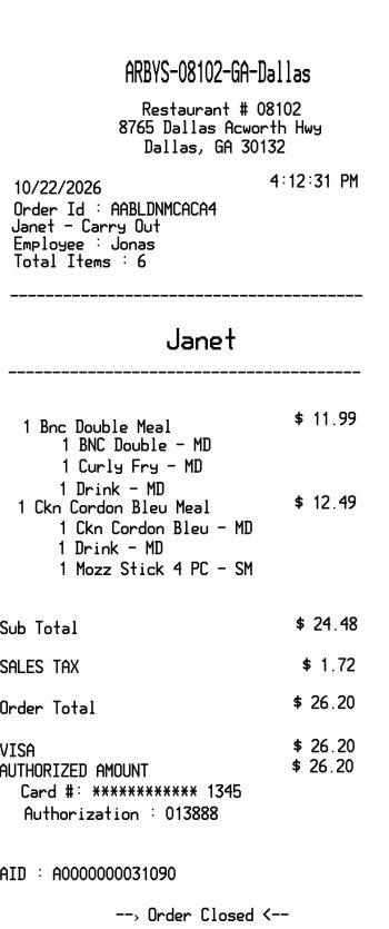Arby's Restaurant Receipt sample template receipt template preview thumbnail