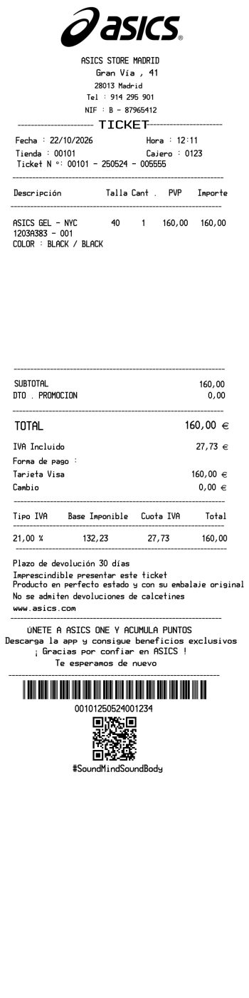 Asics receipt template receipt template preview thumbnail
