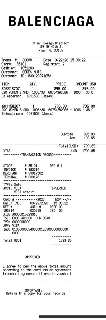 Balenciaga receipt template receipt template preview thumbnail