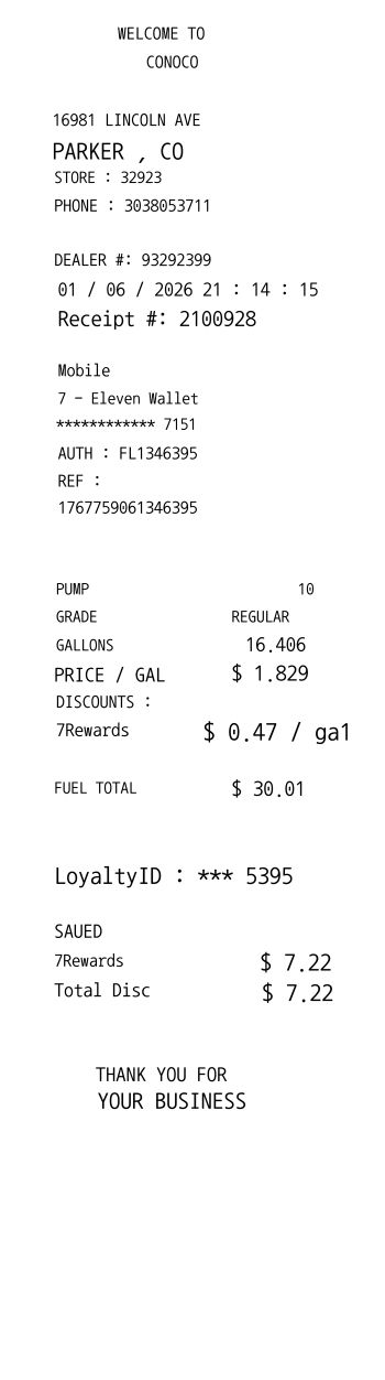 Conoco Receipt 2