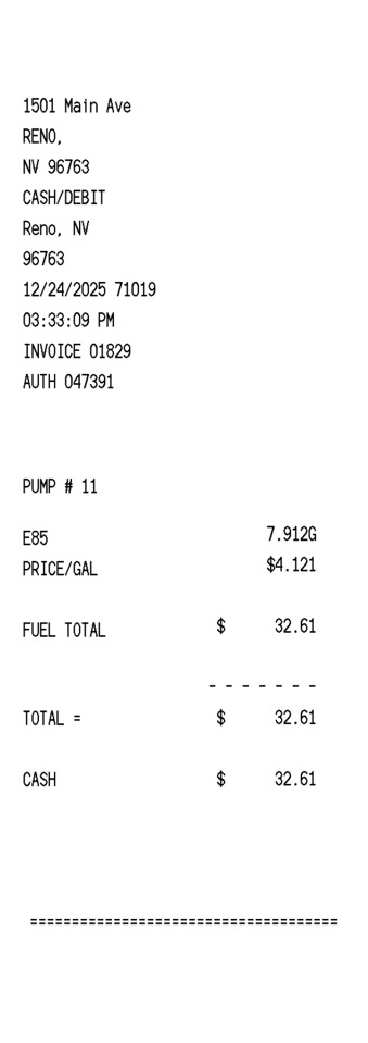 Fuel Receipt pump