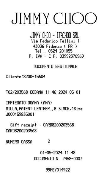 Jimmy Choo receipt receipt template preview thumbnail