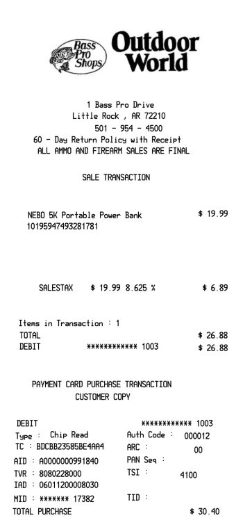 Outdoor World receipt sample receipt template preview thumbnail
