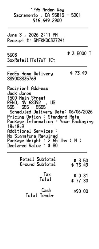 Shipping receipt template